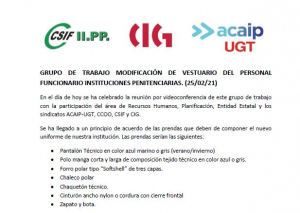 Comunicado grupo de trabajo de Vestuario II.PP