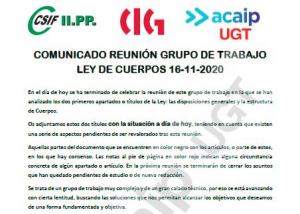 Comunicado reuni&oacute;n Ley de Cuerpos (16/11/20)
