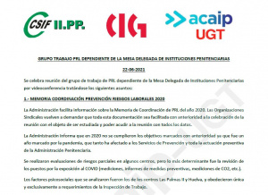 Comunicado reuni&oacute;n grupo trabajo Prevenci&oacute;n Riesgos Laborales