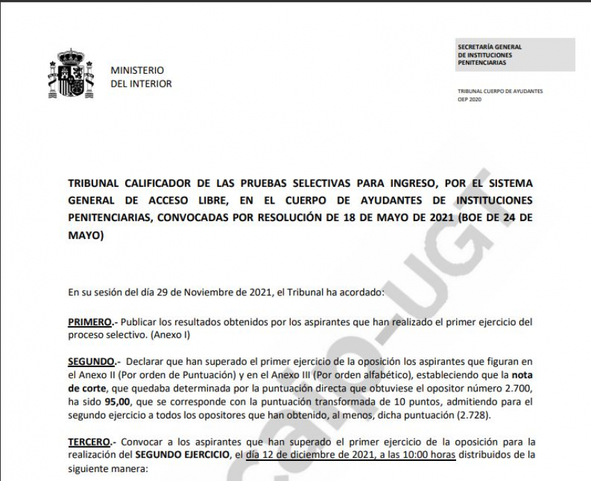 Segundo examen C. Ayudantes acceso libre OEP 2020