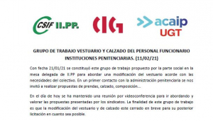 Comunicado grupo de trabajo de vestuario