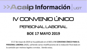 Publicado IV Convenio Unico del personal laboral