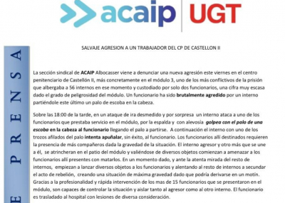 Acaip denuncia una salvaje agresion en Castellon 2