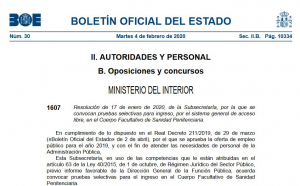Convocatoria oposiciones Facultativos y enfermeros II.PP