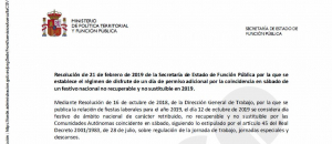 Resoluci&oacute;n permiso adicional por festivo nacional
