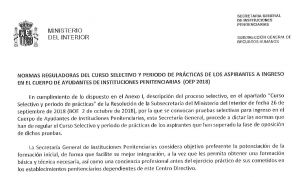 Normas reguladoras periodo en pr&aacute;cticas Cuerpo de Ayudantes OEP 2018