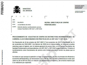 Petici&oacute;n centro facultativos OEP 2017 y OEP 2018
