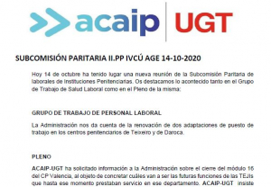 P. Laboral.- Comunicado reuni&oacute;n subcomisi&oacute;n paritaria