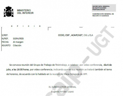 Convocatoria grupo de trabajo de "Teletrabajo"