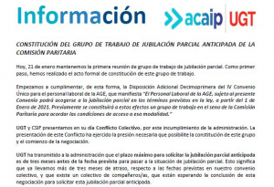 P.Laboral.- Constituci&oacute;n grupo trabajo jubilaci&oacute;n parcial anticipada
