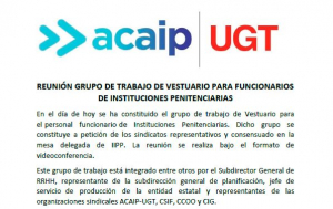 Comunicado reuni&oacute;n grupo de trabajo vestuario