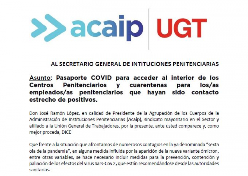 Solicitud de medidas contra la 6ª ola de covid19