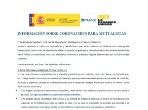 Informacion coronavirus mutualistas de Muface