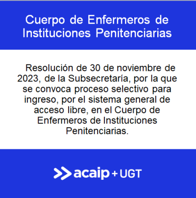 Convocatoria acceso libre Cuerpo de enfermer@s II.PP