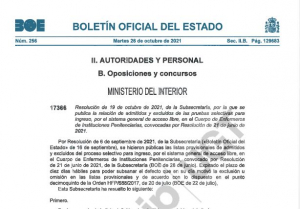 Fecha primer examen Cuerpo enfermer@s acceso libre