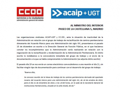 Escrito QUEJA al ministro sobre desarrollo grupo de reclasificaci&oacute;n