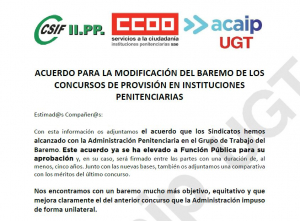 ACUERDO  MODIFICACI&Oacute;N DEL BAREMO DE LOS CONCURSOS TRASLADOS IIPP