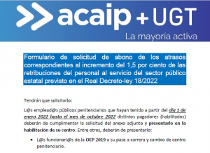 Cobro atrasos 1.5 % incremento retribuciones