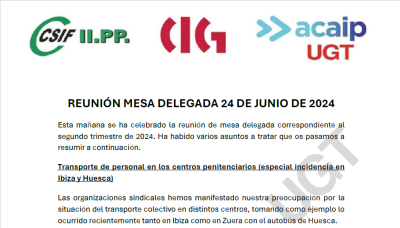 COMUNICADO REUNI&Oacute;N MESA DELEGADA 24 DE JUNIO DE 2024