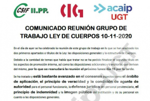 Comunicado reuni&oacute;n grupo trabajo "Ley de Cuerpos"