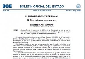 Convocatoria Cuerpo Especial OEP 2020 acceso libre