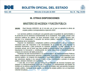 Publicado en el BOE la OEP 2023