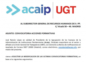 Acaip solicita la modificaci&oacute;n de fechas de cursos formativos