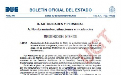 Resoluci&oacute;n concurso traslados de enfermer@s de II.PP