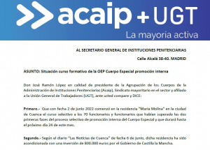 Queja situaci&oacute;n curso formativo Cuerpo Especial promoci&oacute;n interna en Cuenca