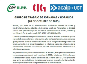 COMUNICADO GRUPO DE TRABAJO DE HORARIOS
