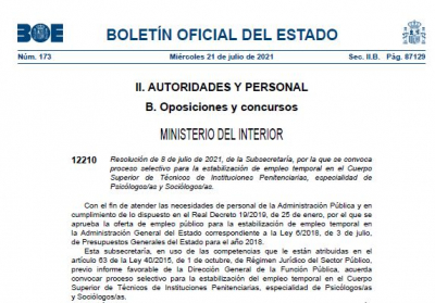 Convocatoria proceso consolidaci&oacute;n C. T&eacute;cnico II.PP