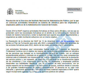 Convocados cursos de ofim&aacute;tica en el INAP