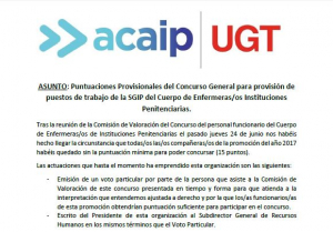 Puntuaciones provisionales concurso de enfermeros II.PP