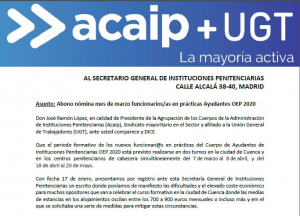 Incidencia n&oacute;mina marzo Funcionar@s en practicas OEP 2020