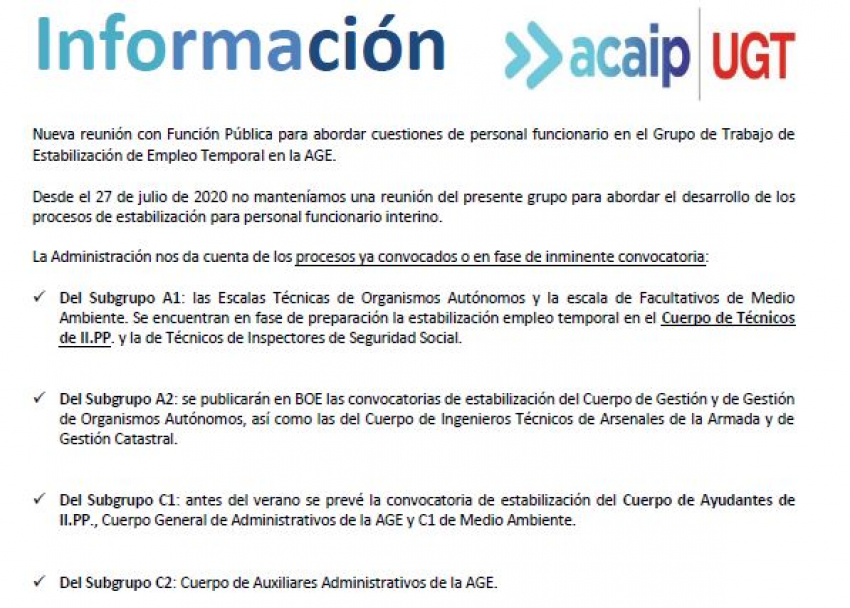 P. Laboral.- Grupo de Trabajo de Estabilización y Empleo Temporal del la AGE.