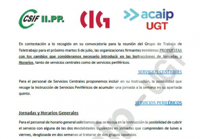 Propuesta sindical sobre nuevos horarios en II.PP