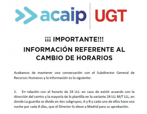 Informaci&oacute;n referente al cambio de horarios