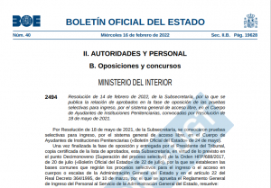 Relaci&oacute;n de aprobados fase oposici&oacute;n pruebas selectivas C. Ayudantes OEP 2020