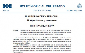 Convocatoria oposiciones Cuerpo Enfermeros OEP 2020