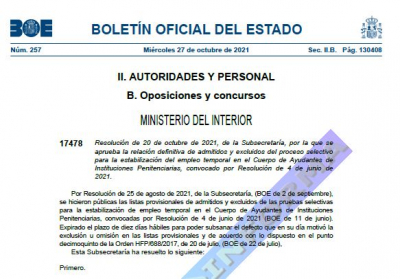 Admitidos-excluidos C. Ayudantes proceso estabilizaci&oacute;n