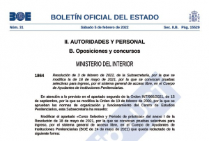 Modificaci&oacute;n fase de formaci&oacute;n Cuerpo de Ayudantes OEP 2020