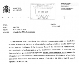 Citaci&oacute;n comisi&oacute;n de valoraci&oacute;n concurso de traslados