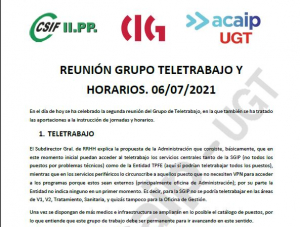Comunicado grupo Teletrabajo y horarios