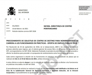 Procedimiento solicitud destinos OEP 2018