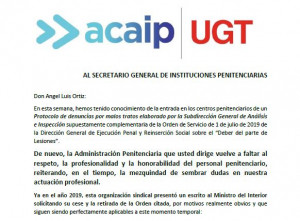 Escrito al SGIIPP sobre protocolo denuncias malos tratos a internos
