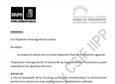 PSOE y Podemos en Com&uacute;n presentan enmienda art. 80 LOGP