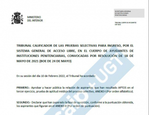 Resoluci&oacute;n APTOS prueba m&eacute;dica OEP 2020 Ayudantes