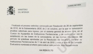 Resolucion APTOS funcionari@s pr&aacute;cticas OEP 2018