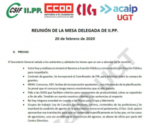 Comunicado reuni&oacute;n mesa delegada II.PP (20/02/20)