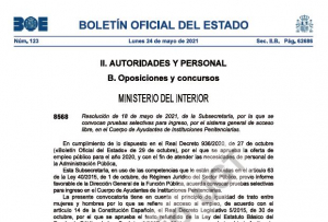 Convocatoria Cuerpo Ayudantes OEP 2020